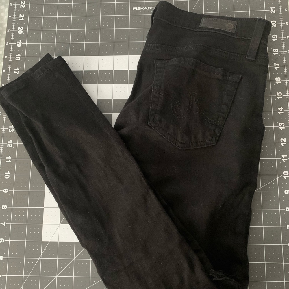 AG Jeans Ripped Black Legging Ankle Super Skinny Size 26